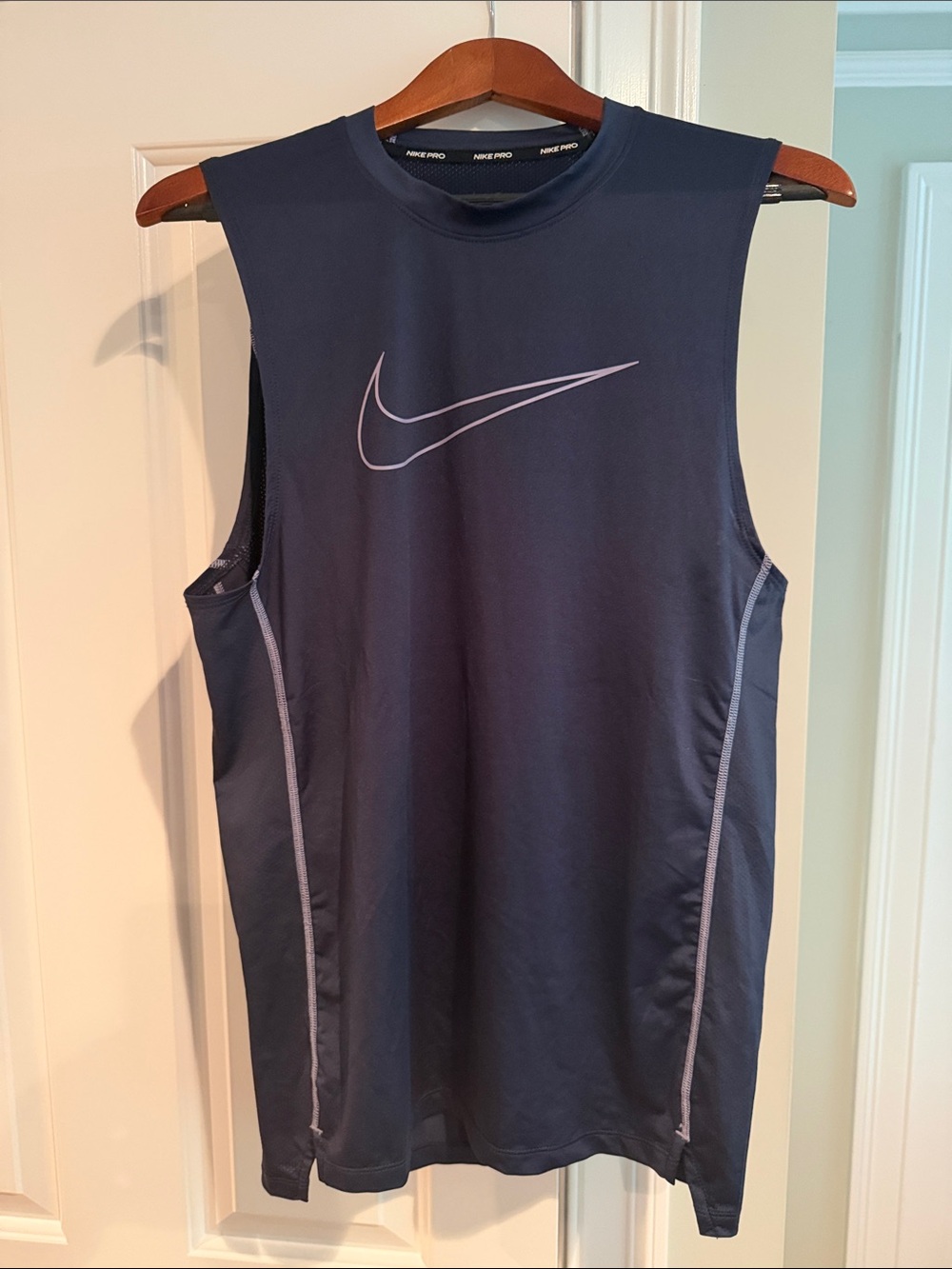 Nike Sleeveless Performance Tank in Navy with Light Swoosh